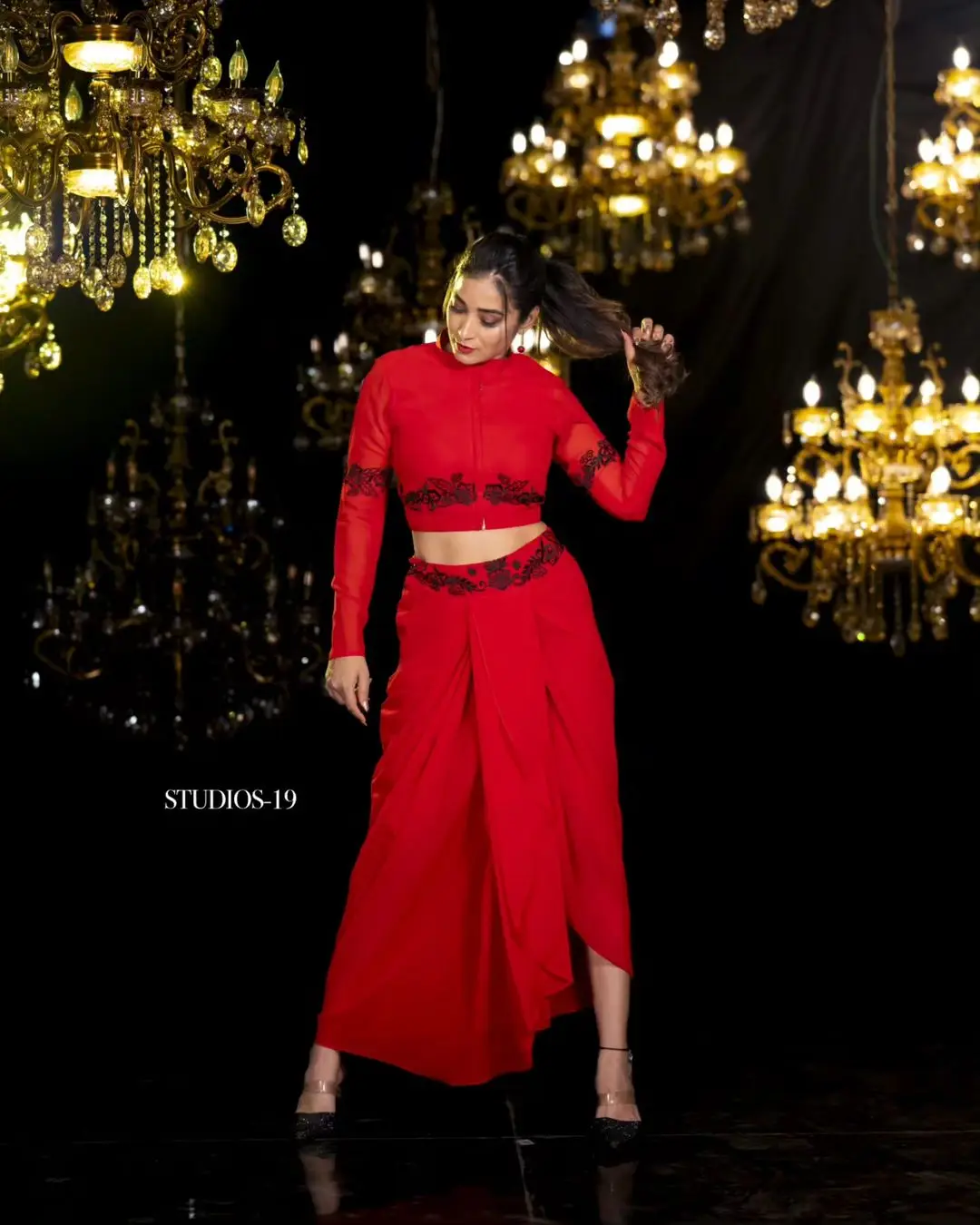 ETV Actress Bhanu Sri in Beautiful Red Lehenga Choli